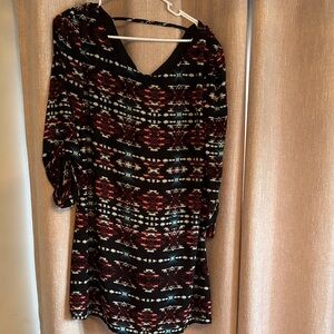 Speechless Black and Blue Patterned Dress